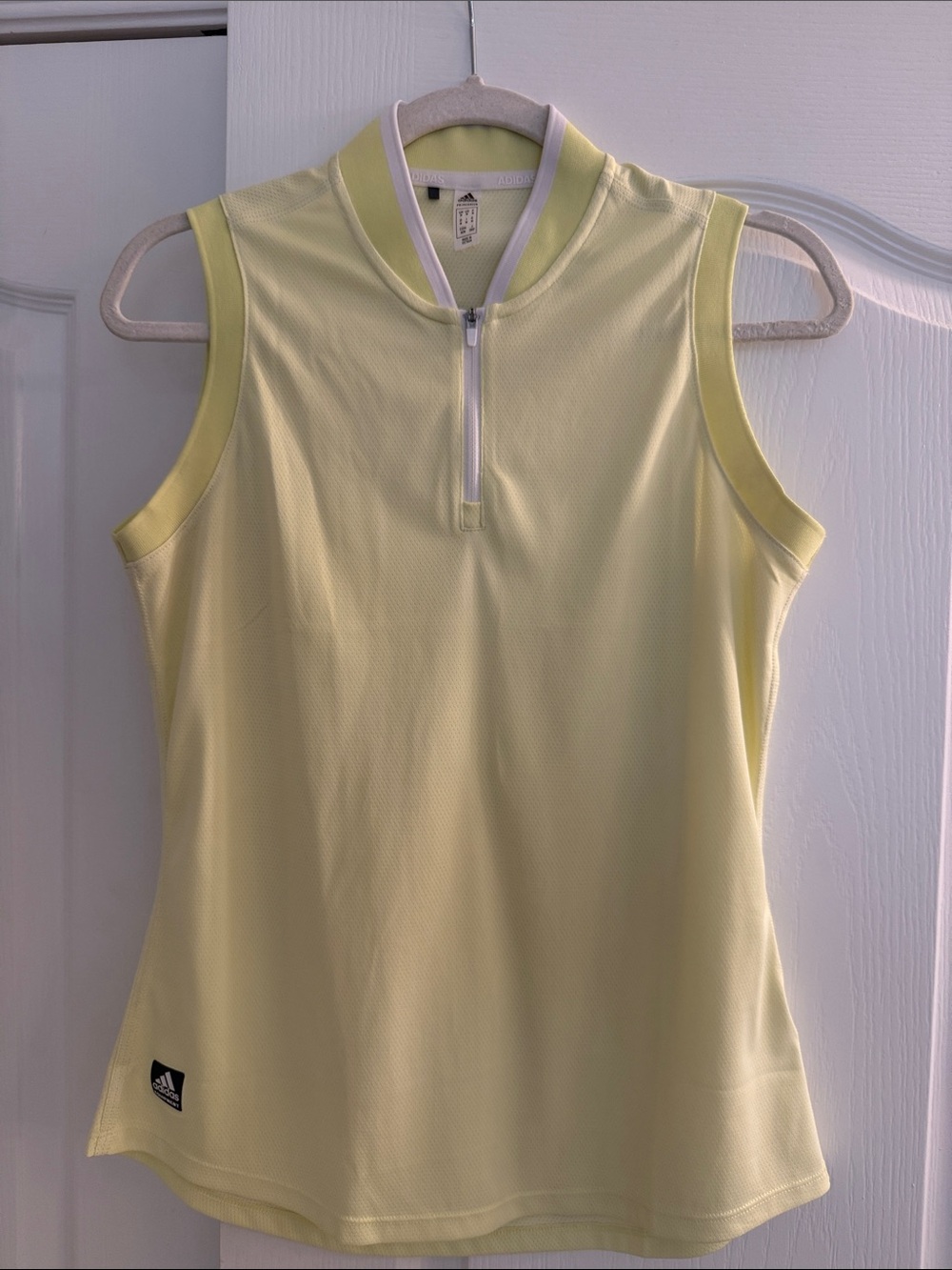 adidas Women’s Sleeveless Zip Mock Tank - Pale Yellow